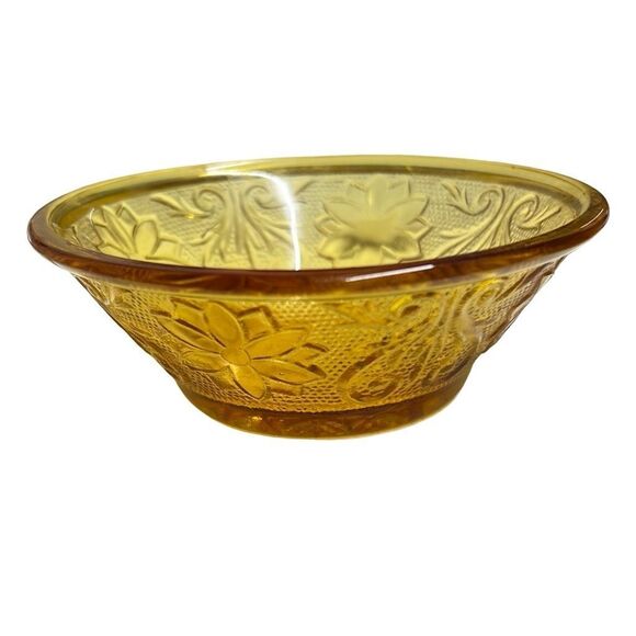 Indiana Glass Tiara Amber Sandwich Small Dessert Berry Bowls Set of 4 - Picture 3 of 7